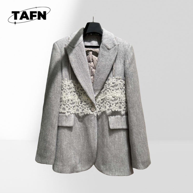 Wool Suit Jacket - Women Classic Plaid Blazer Stylish Suit