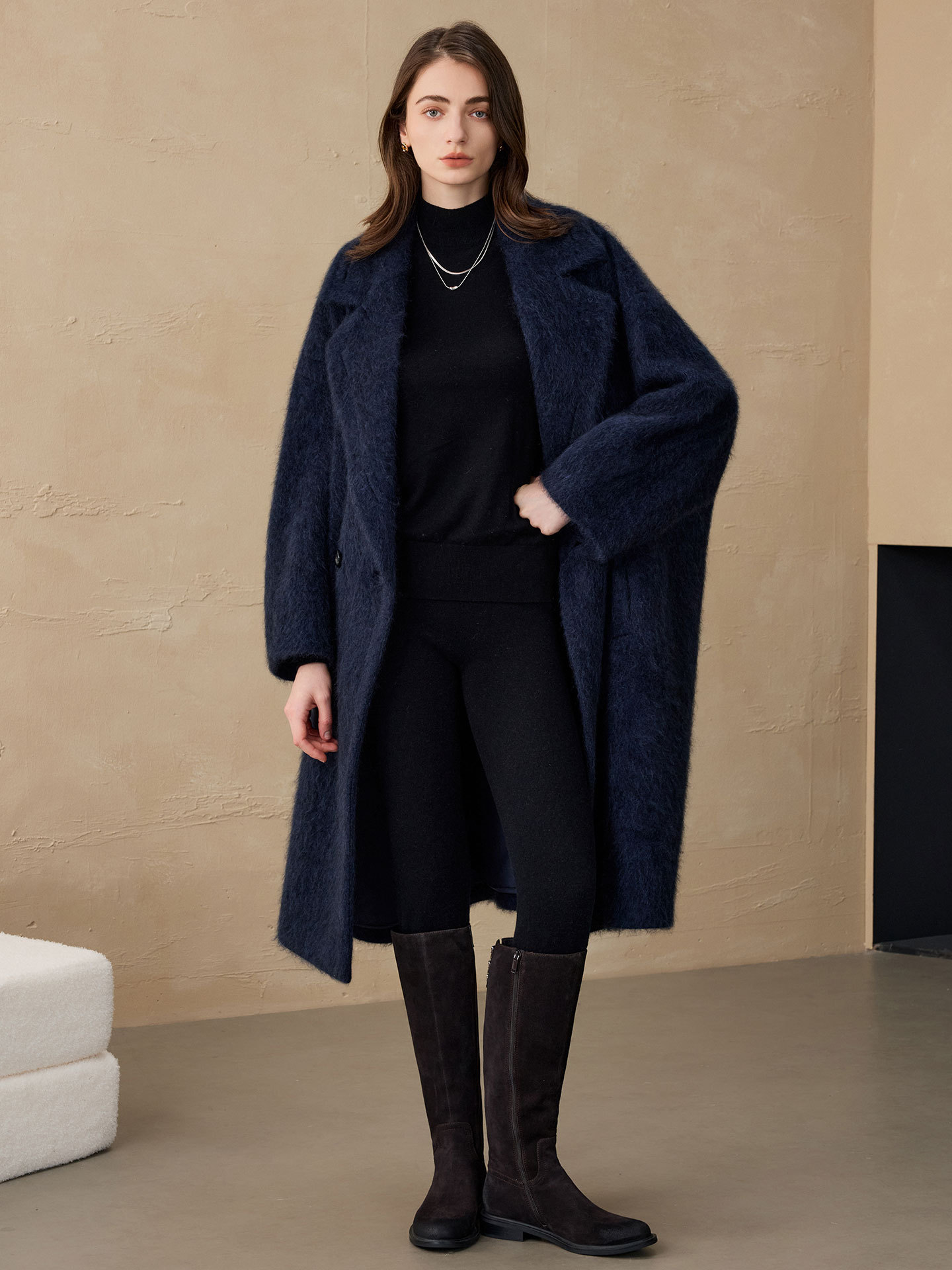 Wool Suit Jacket - Allingentle Women's Blazer Woolen Fashion Long