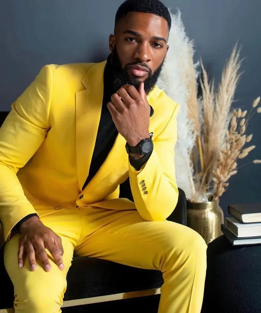 Yellow Men's Suits Slim Fit Si - Formal Wear For Men Yellow 评论和价格