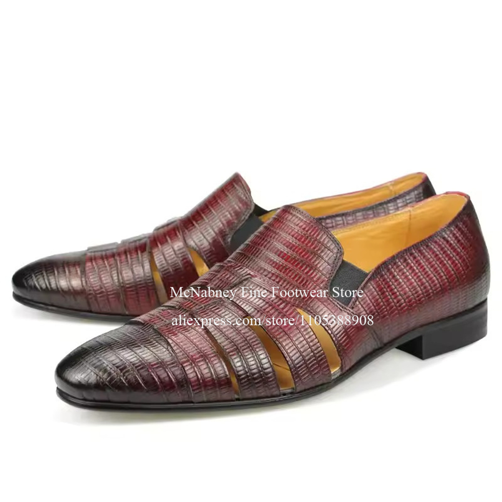 Breathable Cutout Burgundy Bla - Men Formal Wear For Wedding 评论和价格