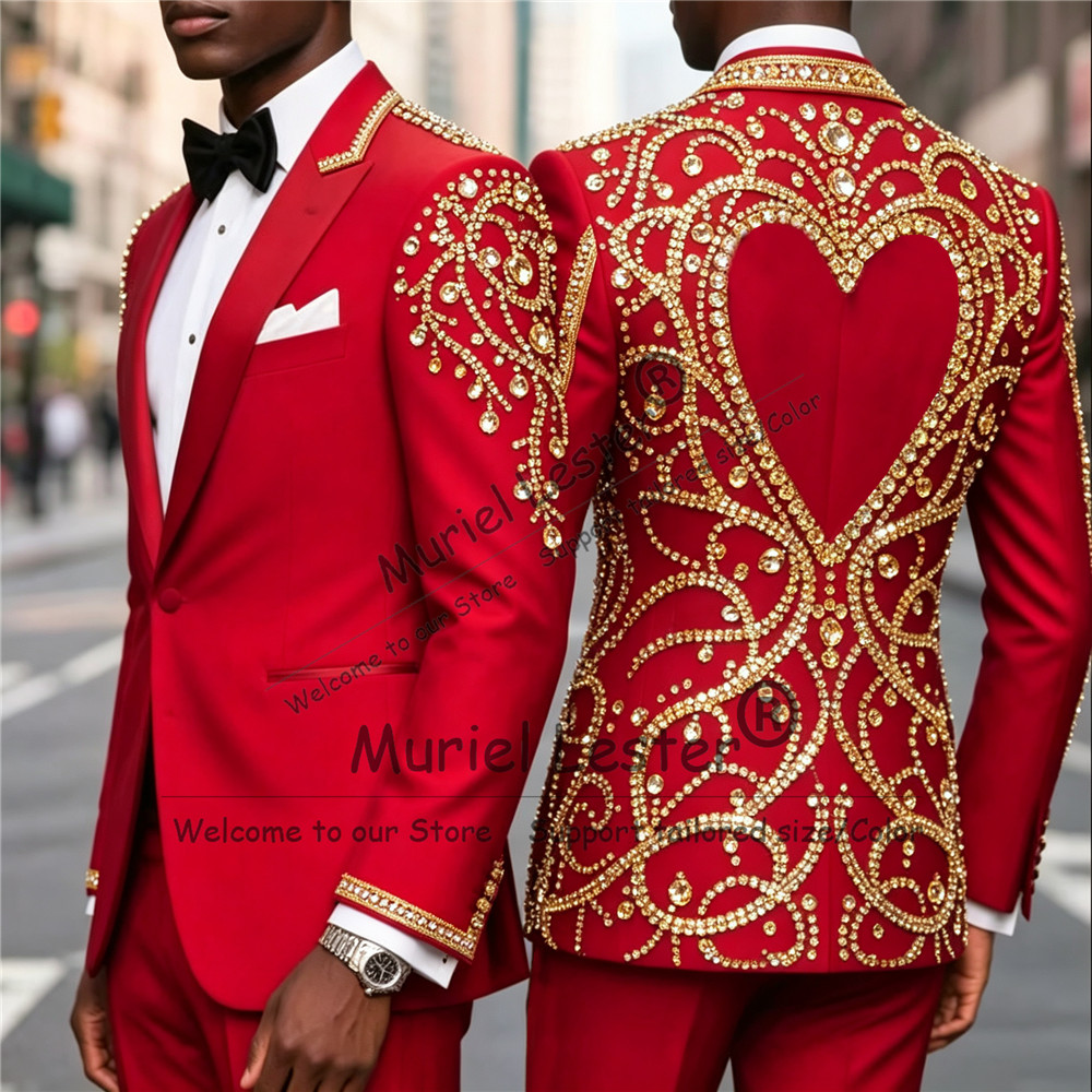 3 Piece Sets Gold Diamond Bead - Men'S Formal Wear Attire 评论和价格