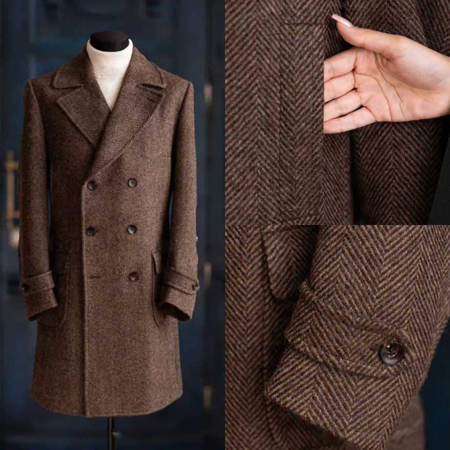 Modern Men Herringbone Overcoa - Men'S Formal Wear No Suit 评论和价格