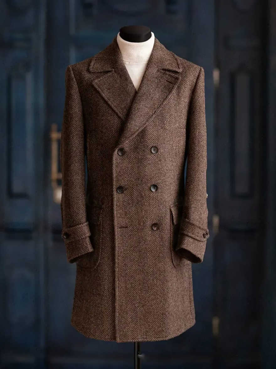 Modern Men Herringbone Overcoa - Men'S Formal Wear No Suit 评论和价格
