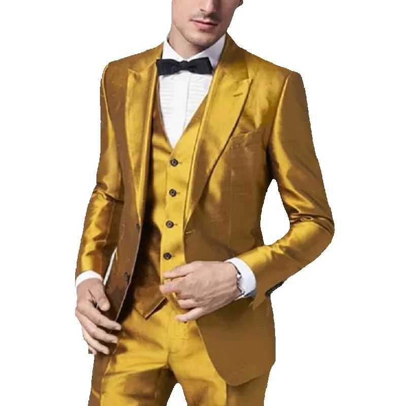 2025 Golden Yellow Satin Men S - Formal Wear For Men Yellow 评论和价格