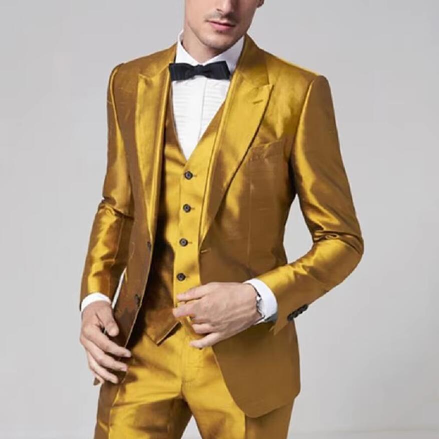 2025 Golden Yellow Satin Men S - Formal Wear For Men Yellow 评论和价格