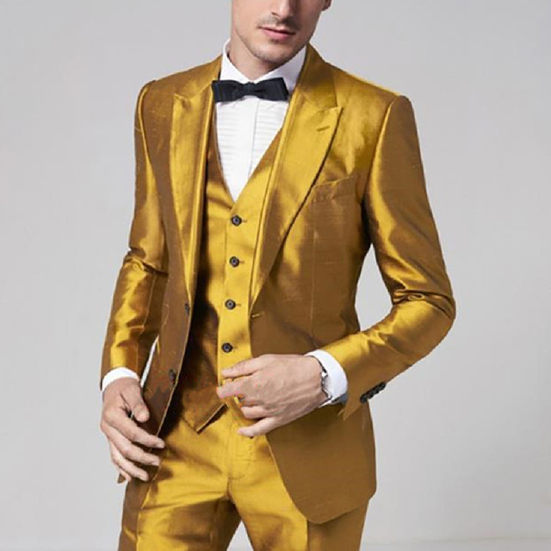 2025 Golden Yellow Satin Men S - Formal Wear For Men Yellow 评论和价格