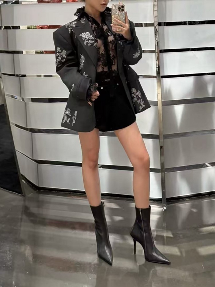 High Quality Women Gray Loose  - Wool Suit Jacket 评论和价格