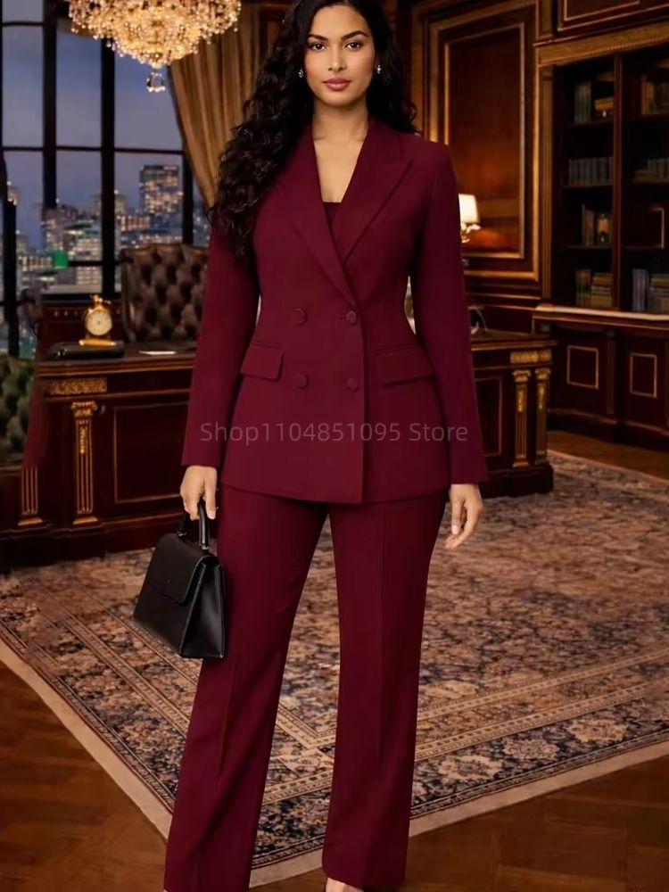 Fashion Chic Burgundy Suits fo - Wool Suit Jacket 评论和价格