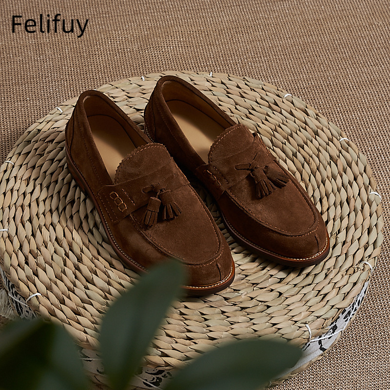 New Brown Men Flat Loafers Cow - Men Formal Wear For Wedding 评论和价格