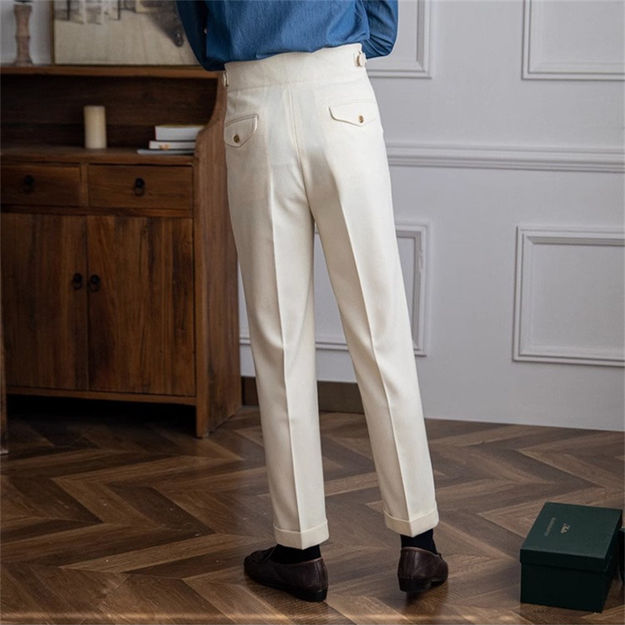 Men Solid Color Suit Trousers  - Men'S Formal Wear Belt 评论和价格