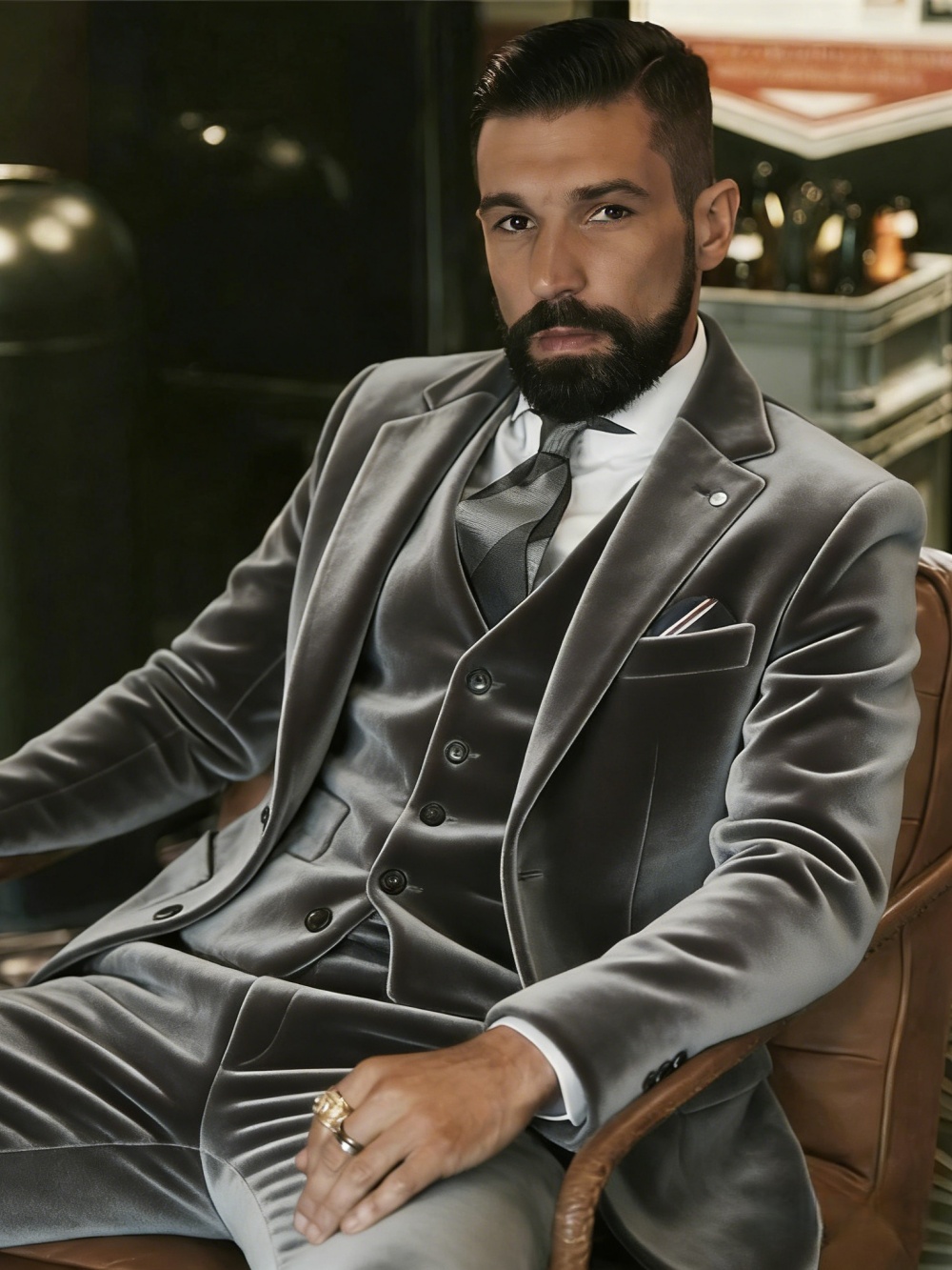 Men's Velvet Suits 3 Pieces Da - Men Formal Wear For Wedding 评论和价格