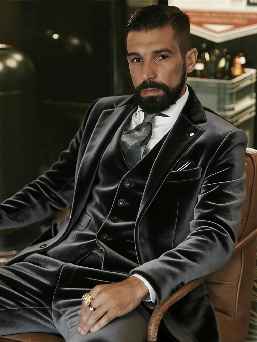 Men's Velvet Suits 3 Pieces Da - Men Formal Wear For Wedding 评论和价格