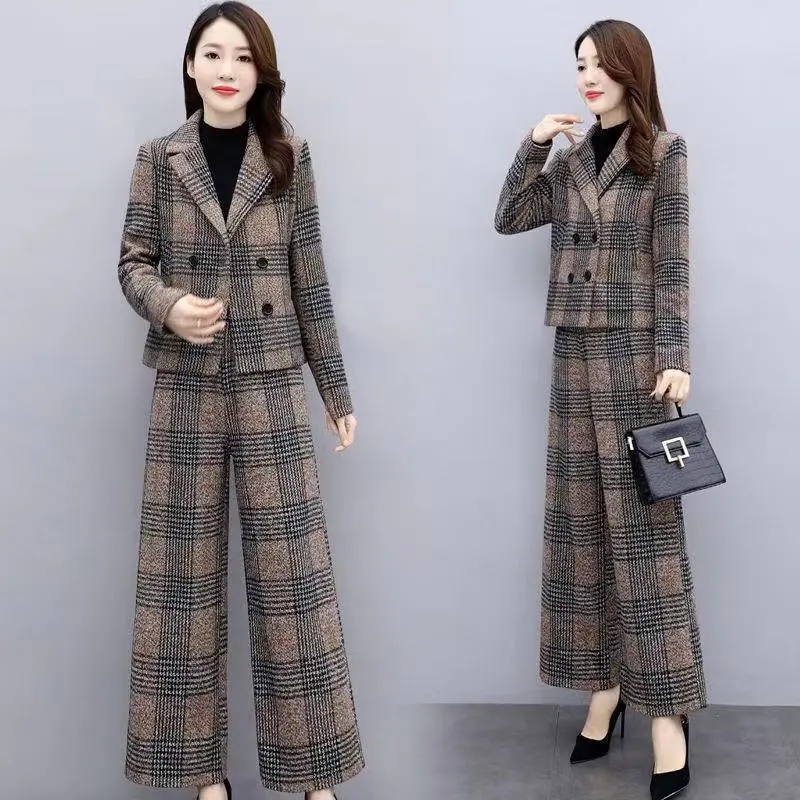 Fashion Wide-Leg Pants Suit Wo - Wool Suit Jacket 评论和价格
